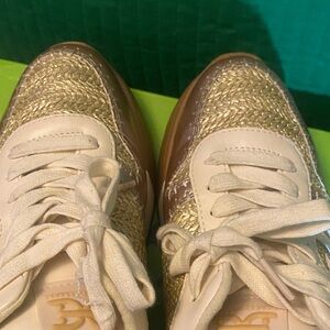 Sam Edelman Gold and Cream Sneakers
